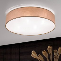 ORION Ufo ceiling light with a linen lampshade, brown