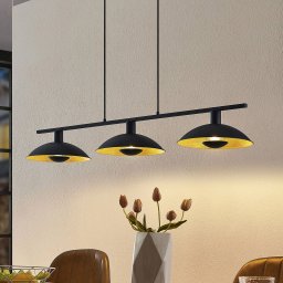Lindby hanging light Narisara, 118cm, E14, 3-bulb, black-gold
