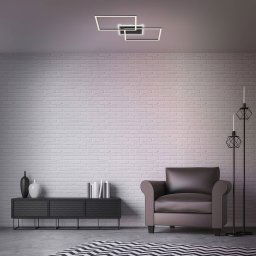 Briloner Frame LED ceiling light, 2-bulb, CCT, black