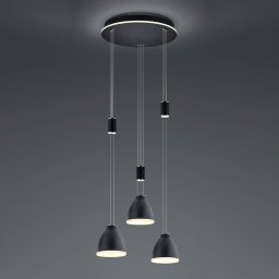 HELL Leni LED pendant light, 3-bulb, round, black