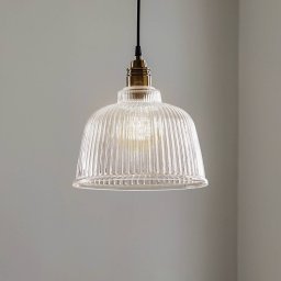 Euluna Leana pendant light, clear glass, 1-bulb, antique brass