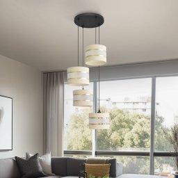 Euluna Helen pendant light, ecru-gold, round, 4-bulb
