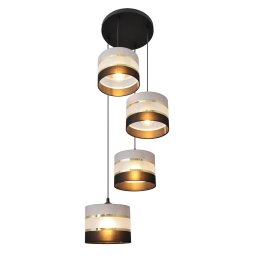 HELAM Helen pendant light, grey-black-gold, round, 4-bulb