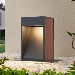 Lucande Ansala pillar light R7s with wood finish