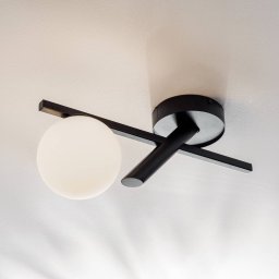 SIGMA Baleo ceiling light, black/opal, 1-bulb
