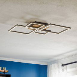 Briloner LED ceiling light Frame, Step dimmable, 4-bulb wood