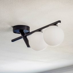 SIGMA Baleo ceiling light, black/opal, 2-bulb