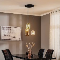TK Lighting Marco Green pendant light, 3-bulb, clear/green/brown