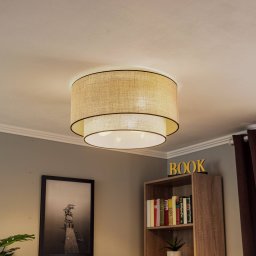 Euluna ceiling light Boho jute & black, brown/black, Ø60cm