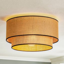 Euluna ceiling light Boho jute & black, natural/black, Ø45cm