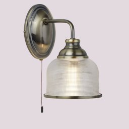 Searchlight Holophane glass wall light Bistro II, antique brass