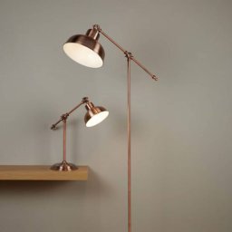 Searchlight Macbeth floor lamp made of metal, trendy copper