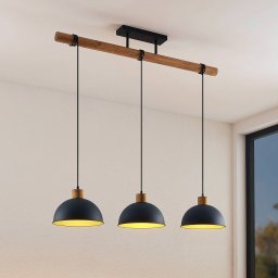 Lindby Flurin pendant light, 3-bulb, 107cm, black, metal