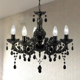 Searchlight Marie Therese chandelier, black, 5-bulb