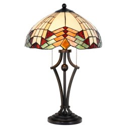 Clayre&Eef 5961 table lamp in Tiffany look, colourful glass