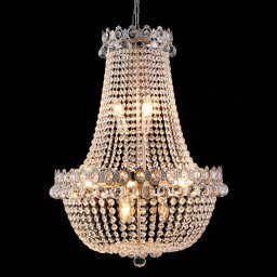 Clayre&Eef CR55 chandelier, 12-bulb, glass elements
