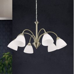 ORION Antique-brass-coloured hanging light Kinga, 6-bulb