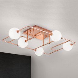 ORION Pipes LED ceiling light in copper with glass balls