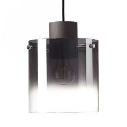 Brilliant Hanging light Beth with smoked glass shade, 1-bulb