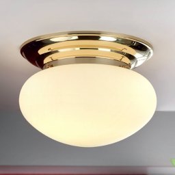 ORION Delia ceiling light brass, cream-coloured glass