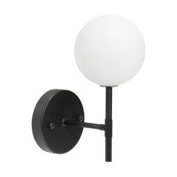 PR Home Sigma S wall light, black/opal, 1-bulb, 25 cm glass