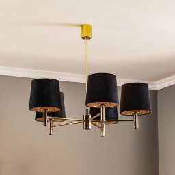 Argon Polo chandelier, 5-bulb, black/dark brass