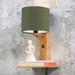 GOOD & MOJO Andes wall lamp, shelf, green/natural