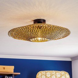 GOOD & MOJO Bali ceiling lamp, Ø 60 cm, black/natural, bamboo