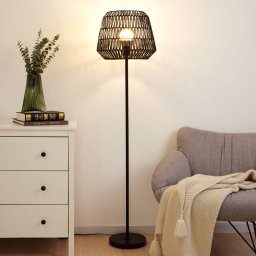 Pauleen Timber Pearl floor lamp, mesh lampshade