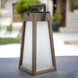 Les Jardins Tecka LED solar lantern, teak Duratec grey 39 cm