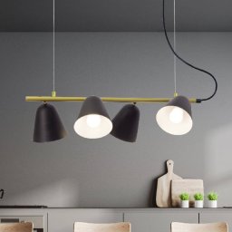 Näve Triton hanging light, black and gold, four-bulb