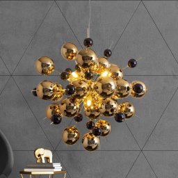 Näve Explosion bubble pendant light with gold-coloured spheres