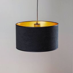 EMIBIG LIGHTING Jari hanging light, fabric shade, 1-bulb, black and gold