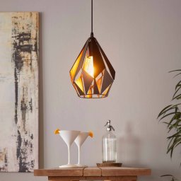 EGLO Carlton pendant light, black/copper, Ø 20.5 cm