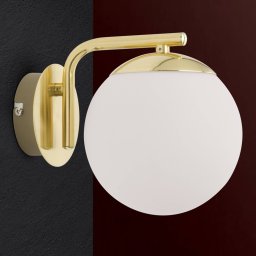 ORION Madis wall light with a glass ball, matt brass