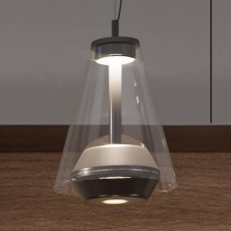 Prandina Shuttle pendant light black, clear glass