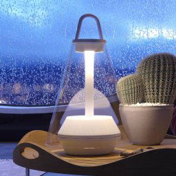 Prandina Shuttle table lamp white, clear glass