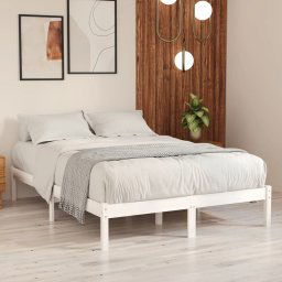 vidaXL 810018 Bed Frame without Mattress White Solid Wood 140x200 cm