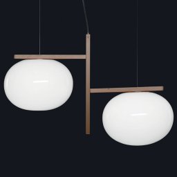 Oluce Alba - Hanging light with two glass shades