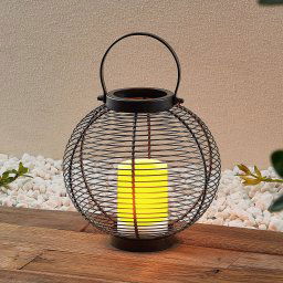 Lindby Mairuna LED solar lantern, black, 22.7 cm
