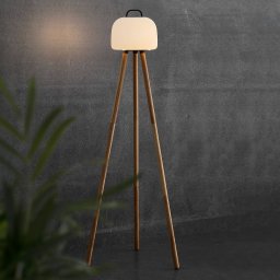 Nordlux LED floor lamp Kettle Tripod wood, lampshade 22cm
