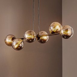 EMIBIG LIGHTING Glassy pendant light, 6-bulb, black, graphite, glass, 110 cm