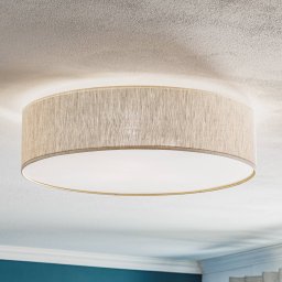 Eko-Light Leano ceiling light, grey, round, made of linen