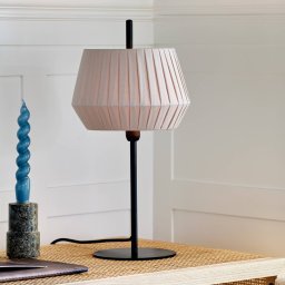 Nordlux Dicte table lamp, hand bound lampshade, amber