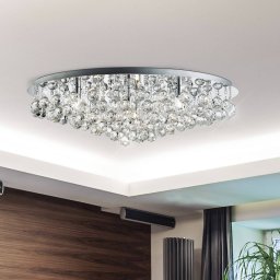 Searchlight Hanna chrome ceiling light glass crystal spheres 80 cm