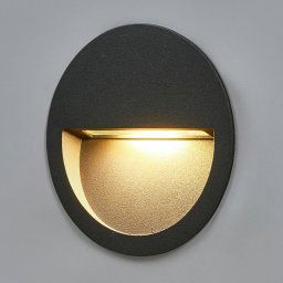Lucande LED recessed wall light Loya, Ø 11.5 cm, grey, IP54
