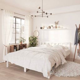 vidaXL 810083 Bed Frame without Mattress White Solid Wood 140x200 cm