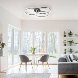 JUST LIGHT. GmbH Ivanka LED ceiling light, three rings, black