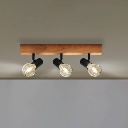 EGLO Townshend ceiling lamp 3 made of wood 3-bulb black