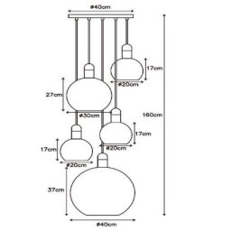 Lucide Julius pendant light, 5-bulb, smoky grey